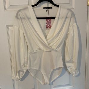 White wrap bodysuit